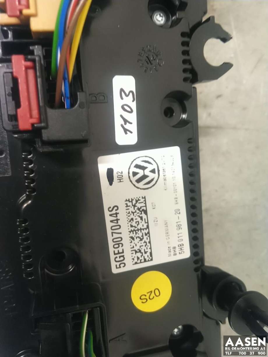 Varmeapparat betjening til VW e-Golf 2014-2017 (Fase 1)  (5GE 907 044 AD|)