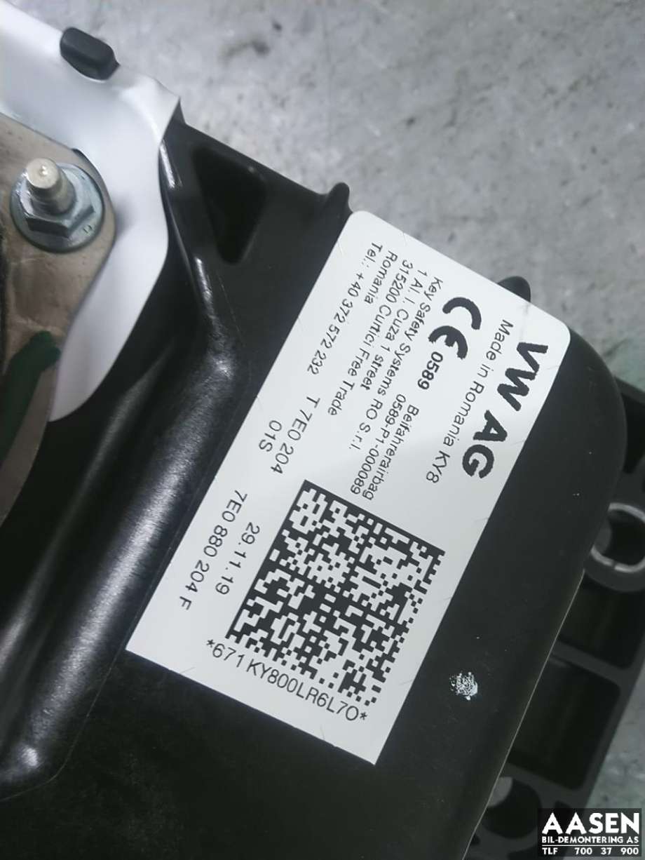 Airbag passasjer til VW Caddy 2015-2020 (Type III, Fase 3)  (7E0 880 204 G|7LA 880 204 D|)