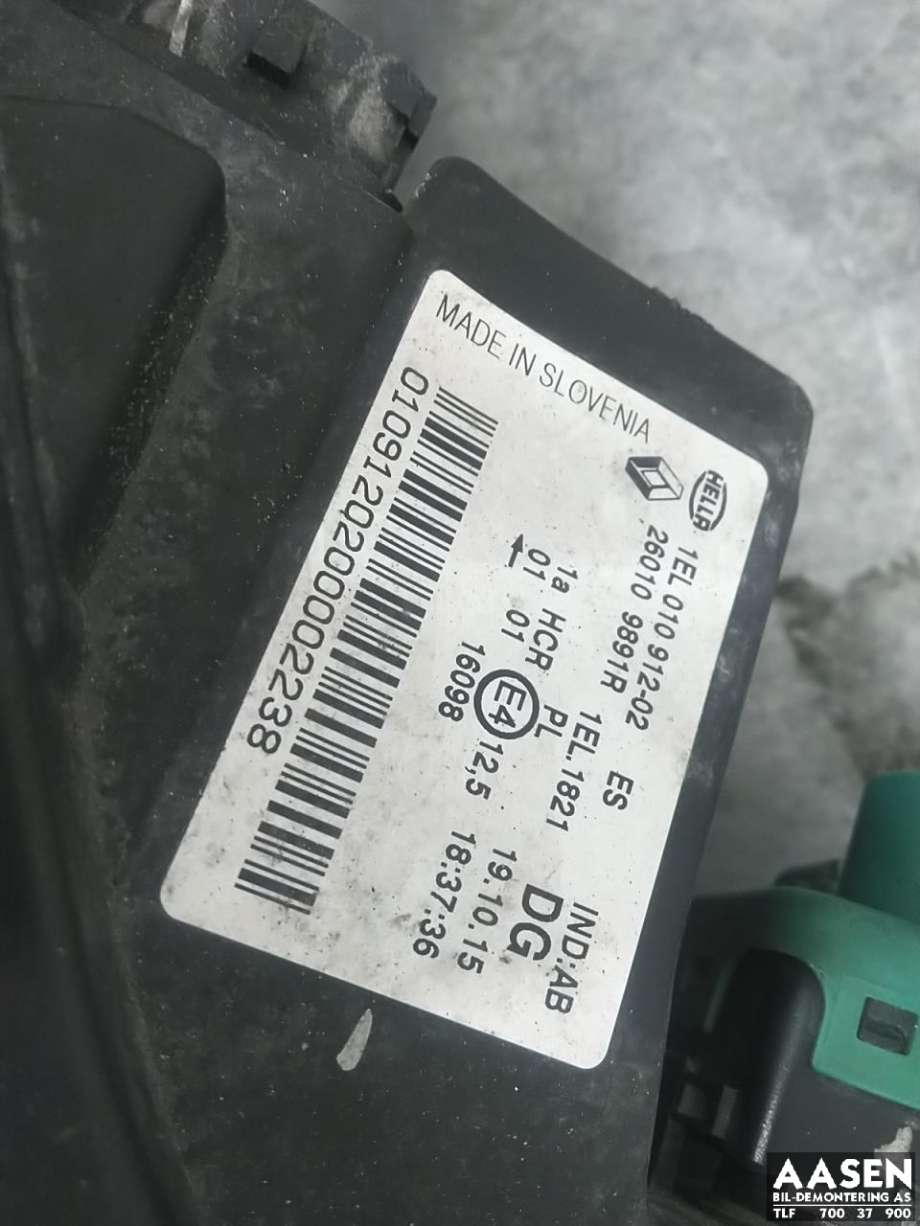 Frontlykt høyre halogen til Renault Zoe 2013-2019 (Fase 1)
