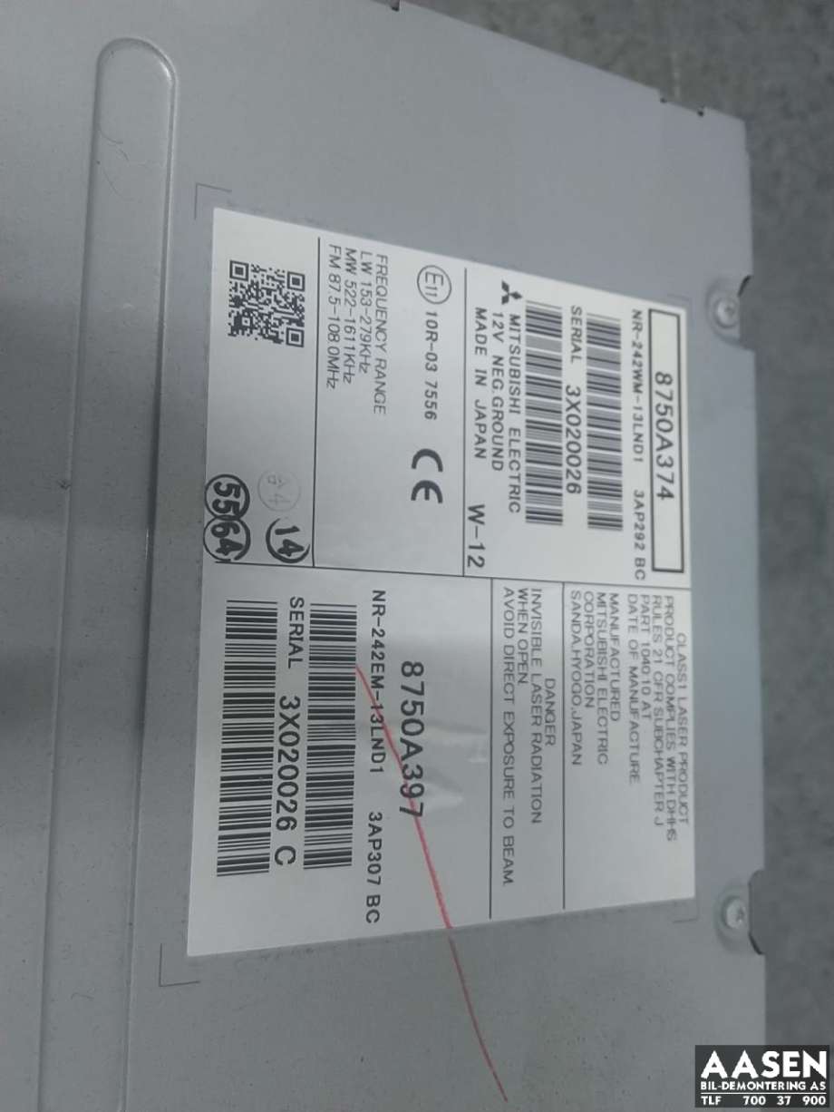 Bilstereo navigasjon til Mitsubishi Outlander 2012-2015 (Type III, Fase 1)  (8701A562|)
