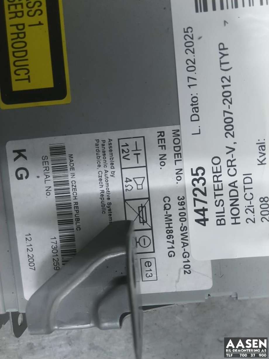 Bilstereo til Honda CR-V 2007-2012 (Type III)  