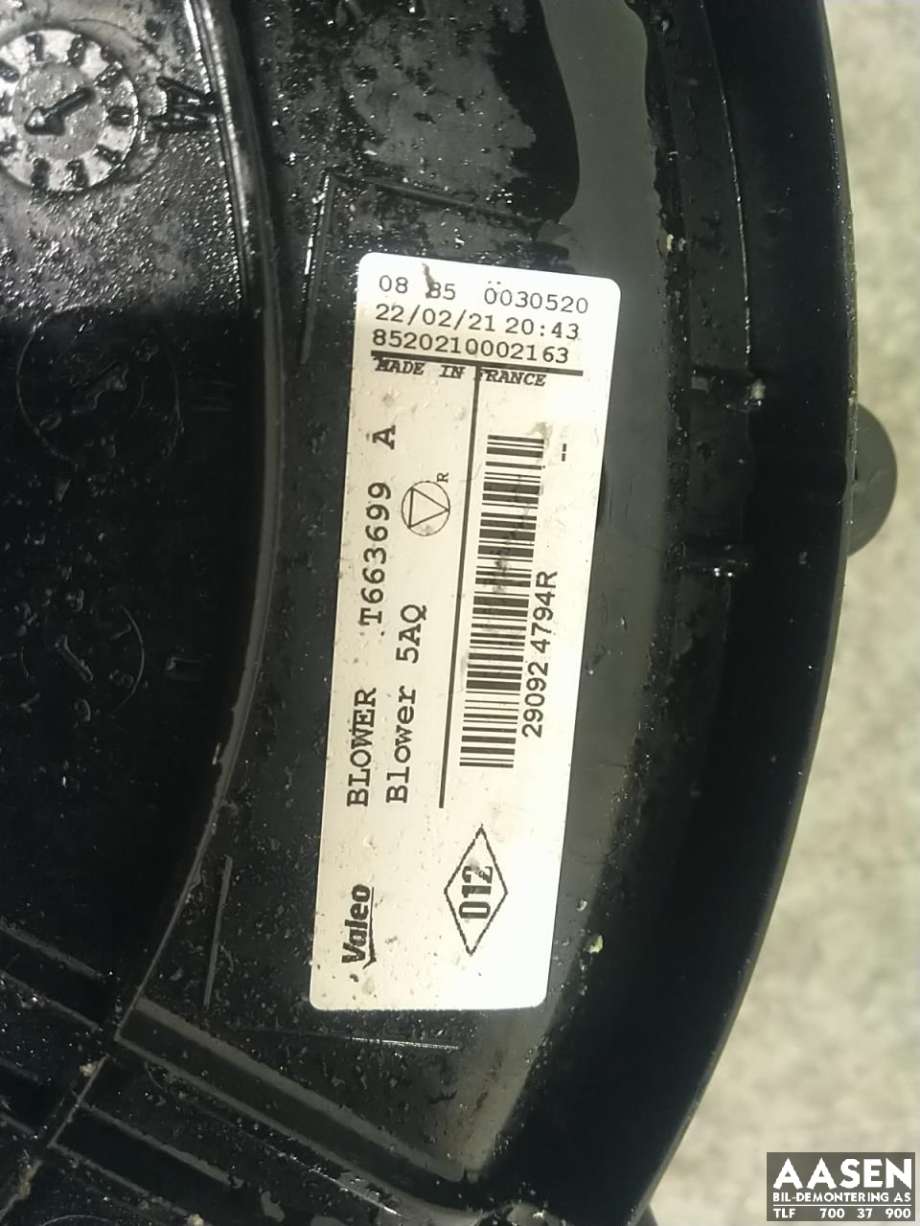 Batteri kjølevifte til Renault Kangoo 2008-2021 (Type II)  (290924794R|)