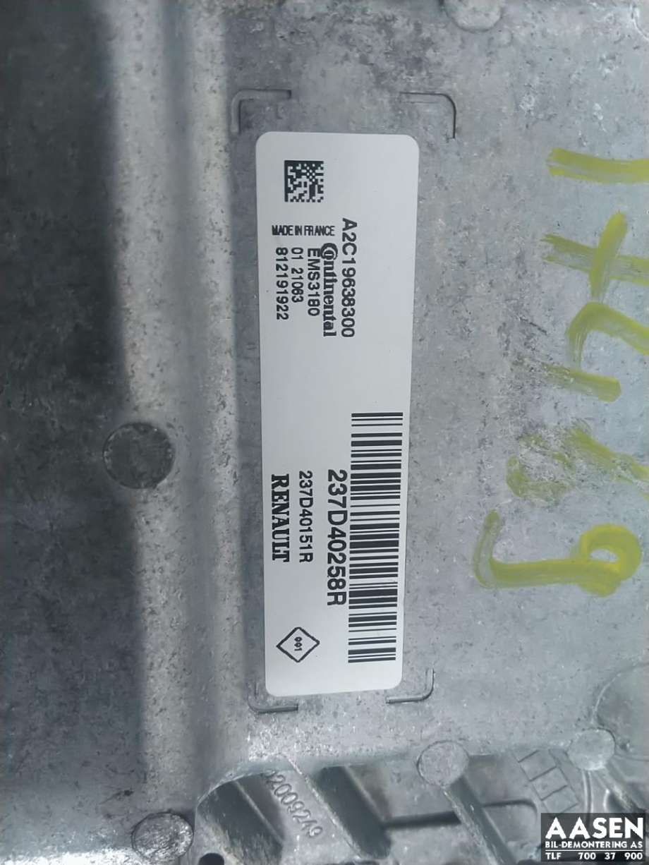 Styreenhet motor til Renault Kangoo 2008-2021 (Type II)  (237D40258R|)