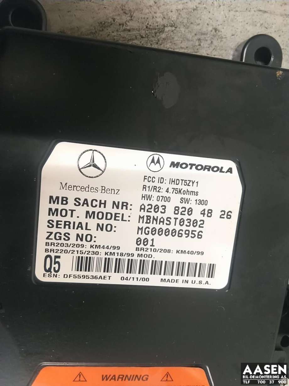 Styreenhet diverse til Mercedes S-Klasse 1999-2005 (W220) (W220) (A 203 820 48 26|)