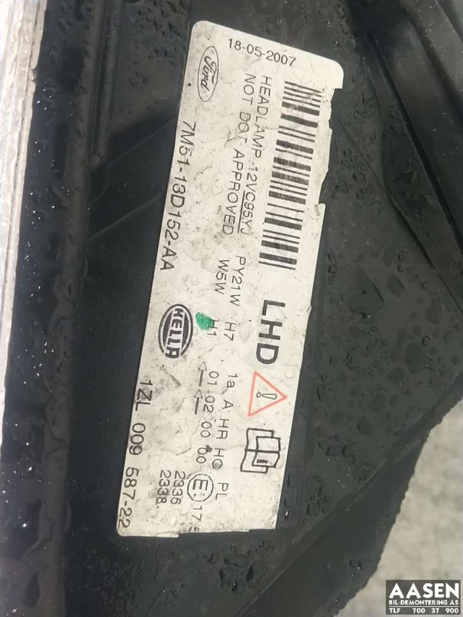 Frontlykt høyre halogen til Ford C-Max 2007-2010 (Type I, Fase 2) (1707426|)