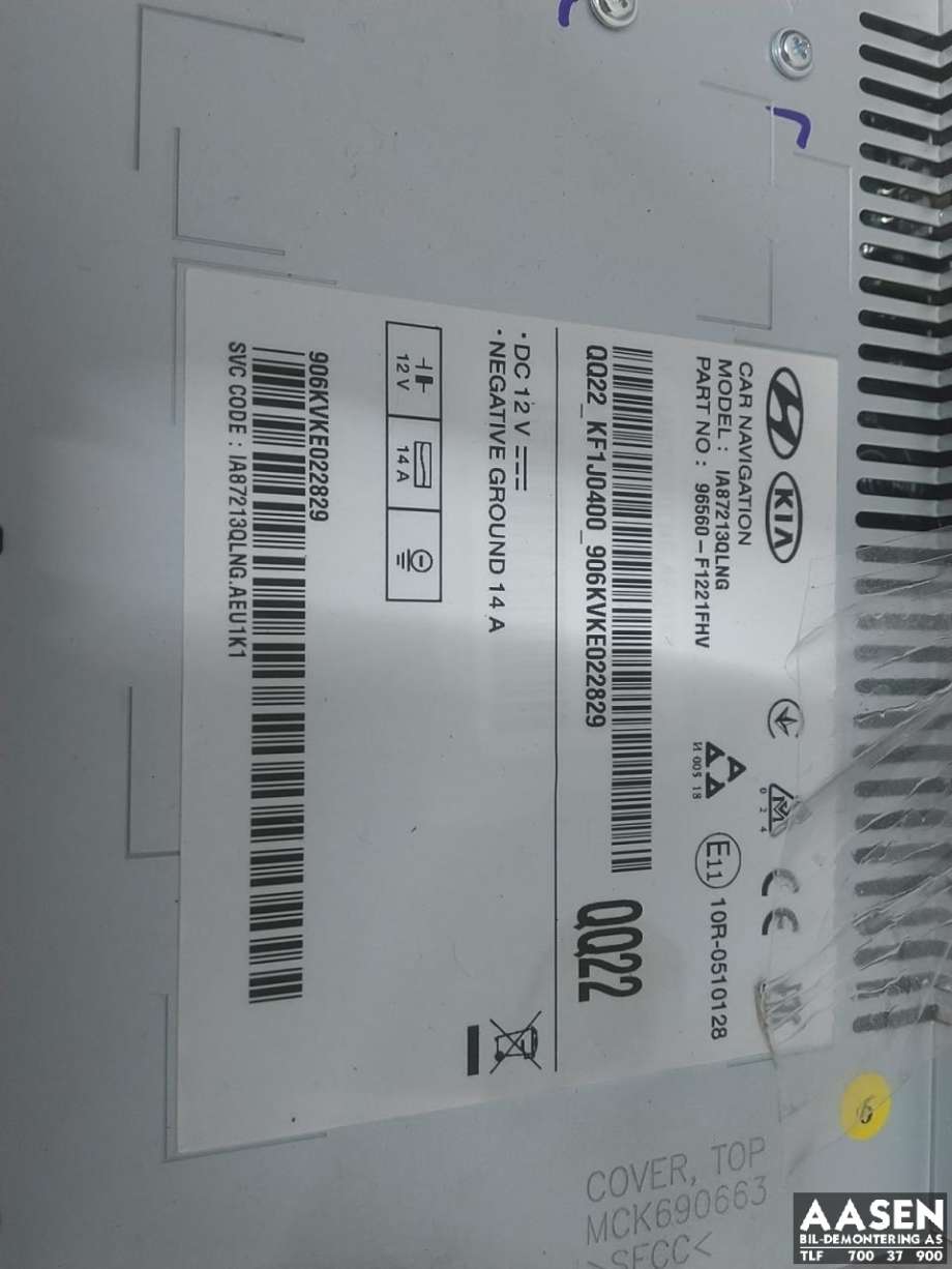 Bilstereo til Kia Sportage 2016-2021 (Type IV)  (96560-F1221FHV|)