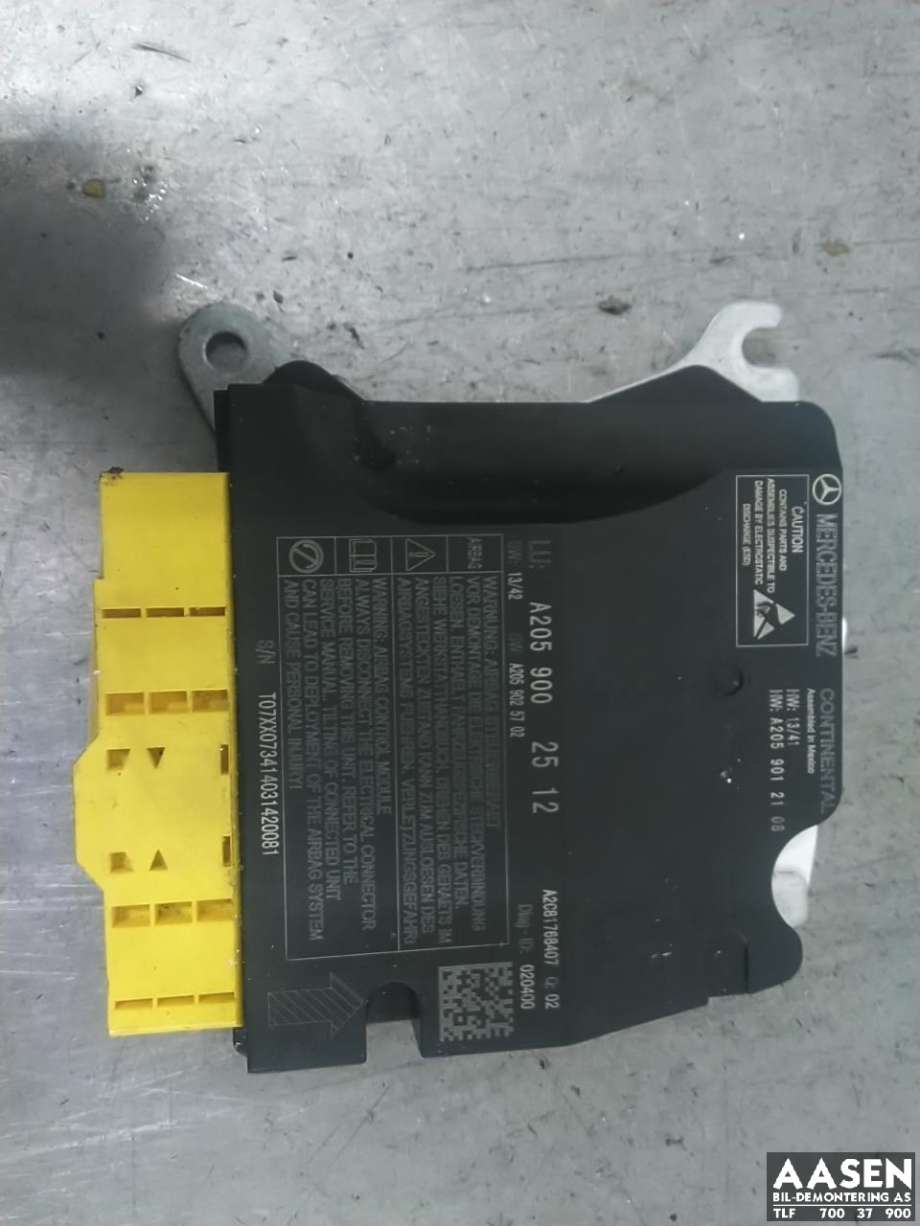 Airbag elektronikk til Mercedes C-Klasse, 2014-2018 (Fase 1) (W205) (W205) (A 205 900 25 12)