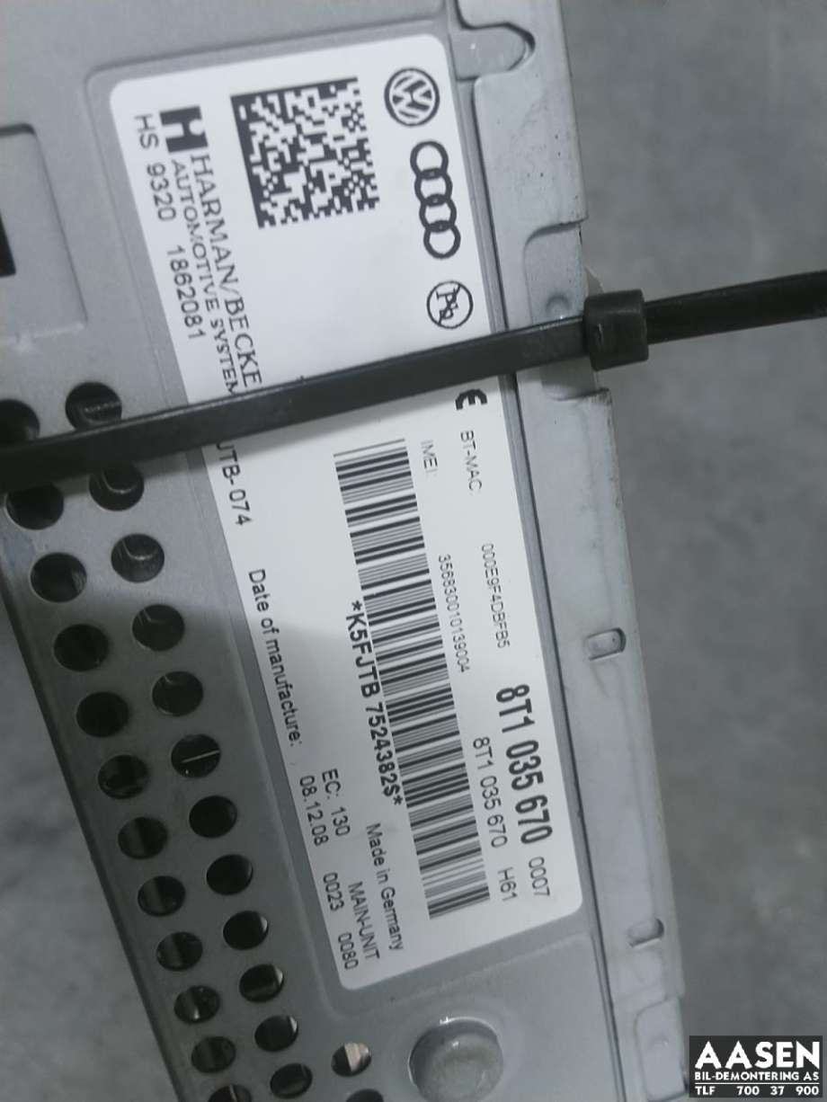 Bilstereo til Audi A5 2007-2016 (Type I) (8T1 035 670 JX|)
