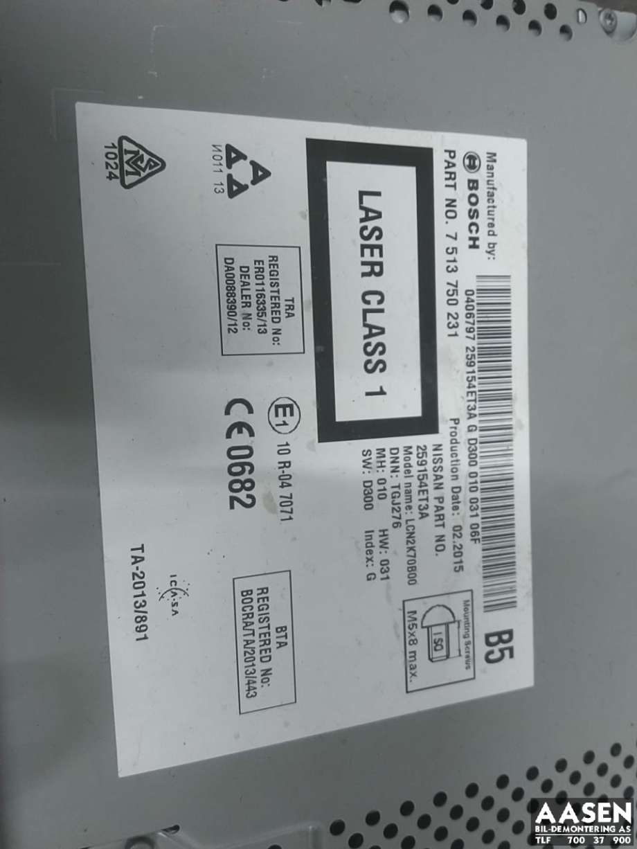 Bilstereo til Nissan Qashqai 2014-2021 (Type II)