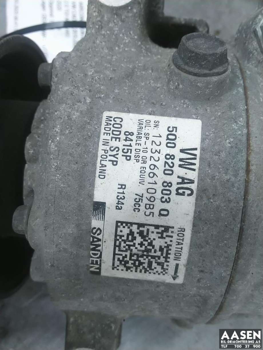 Aircondition kompressor til VW Caddy 2015-2020 (Type III, Fase 3)  (5Q0 820 803 F|5Q0 820 803 K|)