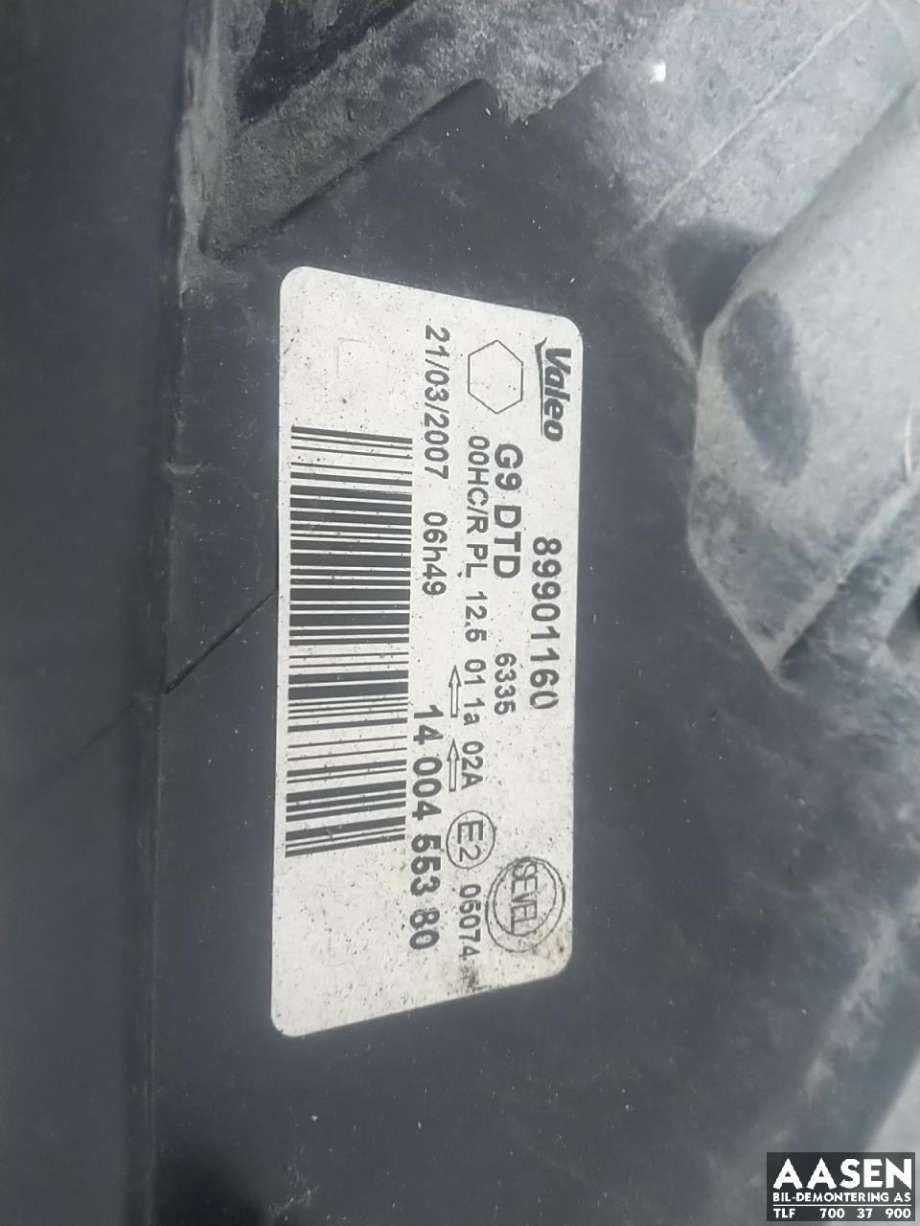 Frontlykt høyre halogen til Peugeot Expert 2007-2016 (Type II)  (6206 C5|)