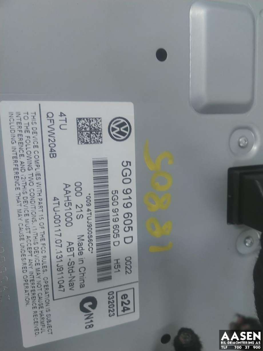 Bilstereo navigasjon skjerm til VW Golf VII 2012-2017 (Fase 1)  (5G0 919 605 D|)