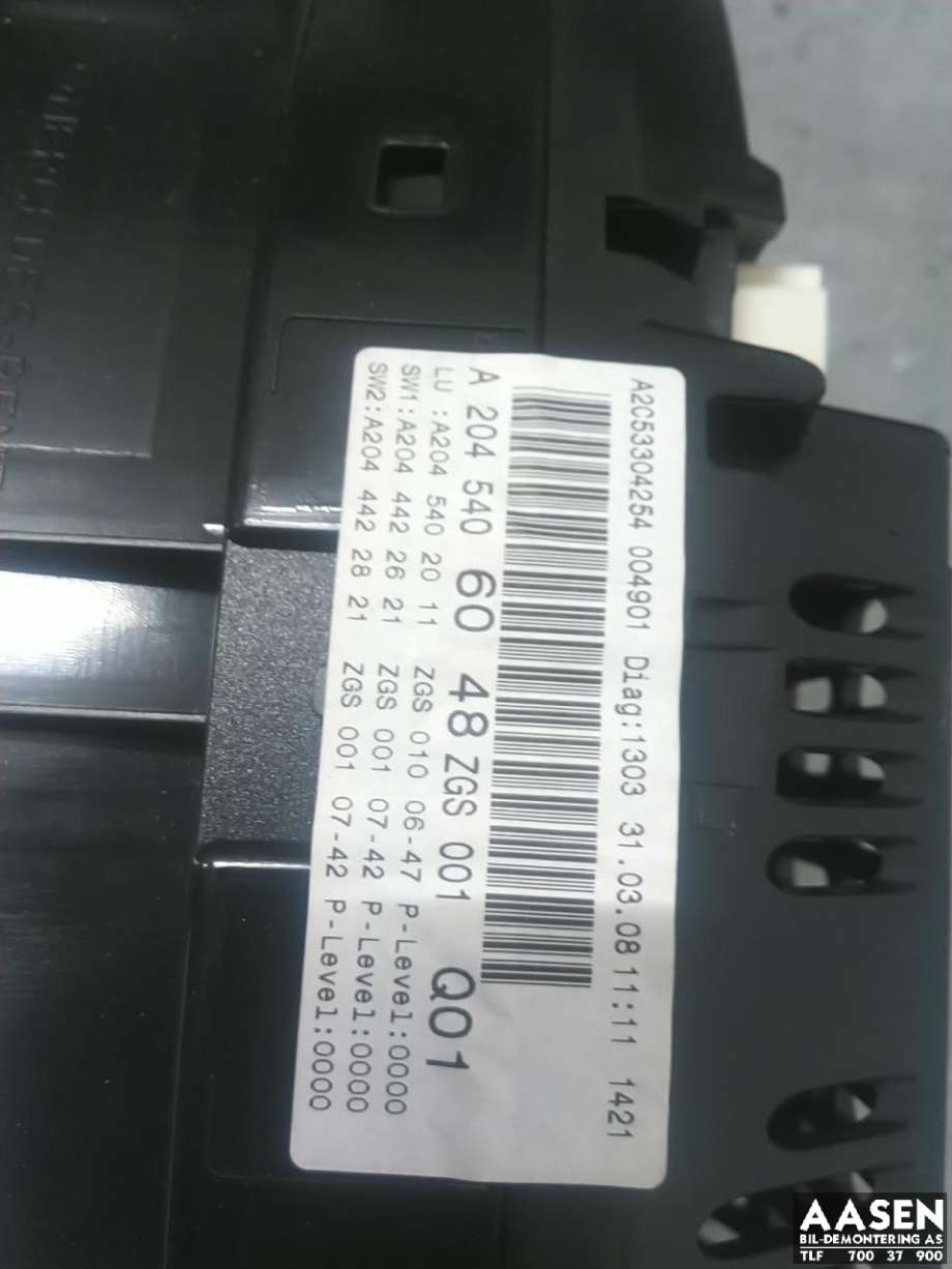 Instrumentpanel til Mercedes C-Klasse 2007-2011 (Fase 1) (W204) (W204) 