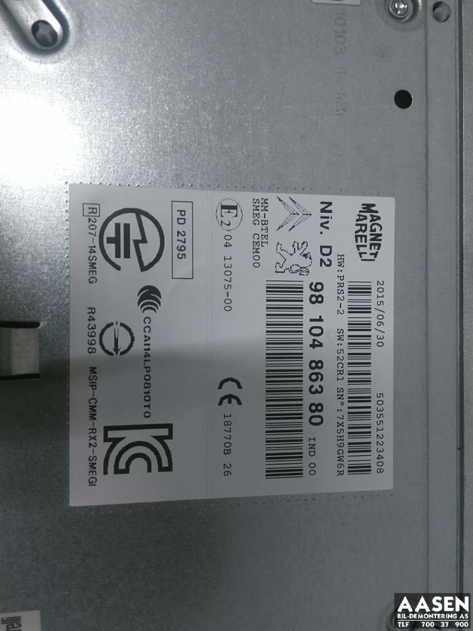 Bilstereo til Citroën C4, Picasso 2013-2018 (Type II)  (16 133 530 80|16 800 114 80|)