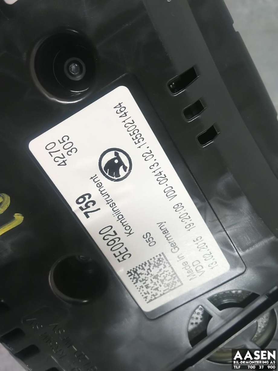 Instrumentpanel til Škoda Octavia 2013-2016 (Type III, Fase 1)