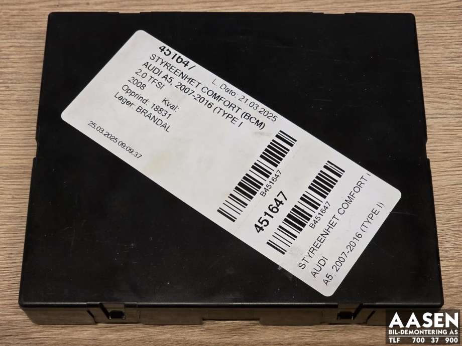 Styreenhet comfort (BCM) til Audi A5 2007-2016 (Type I)  (8K0 907 064 AE|)