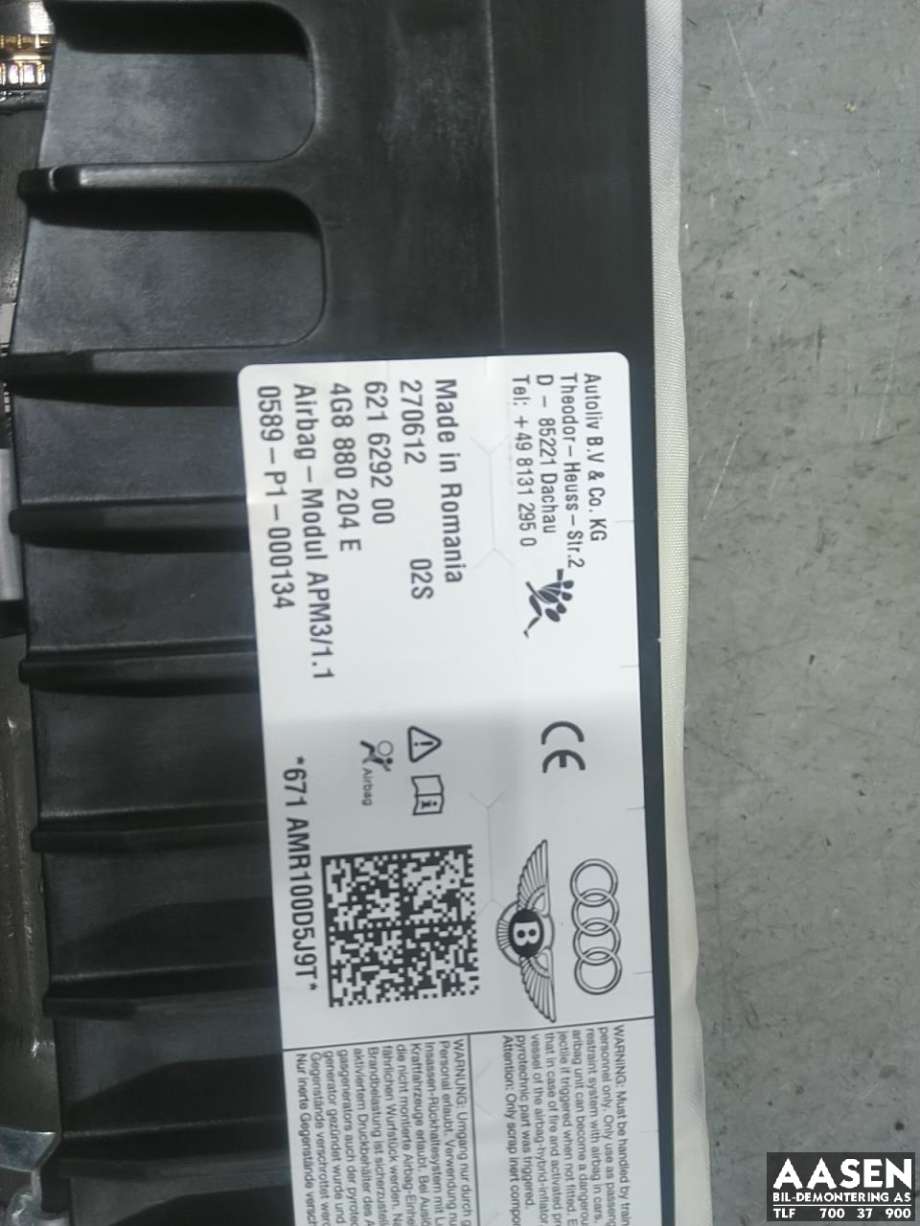 Airbag passasjer til Audi A6 2011-2014 (Type IV, Fase 1) (C7) (C7) (4G8 880 204 E|4G8 880 204 F|)