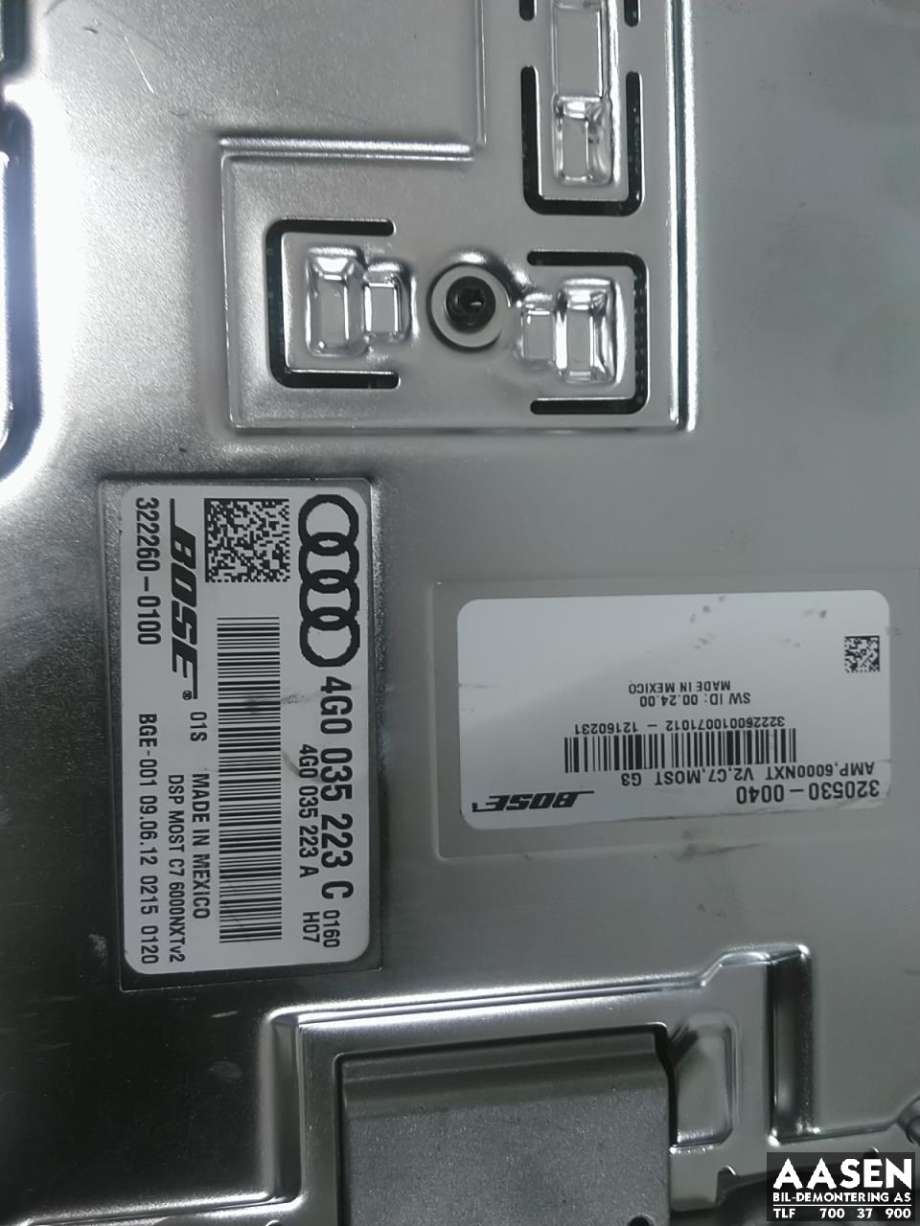 Bilstereo forsterker til Audi A6 2011-2014 (Type IV, Fase 1) (C7) (C7) (BOSE|4G0 035 223 C|)