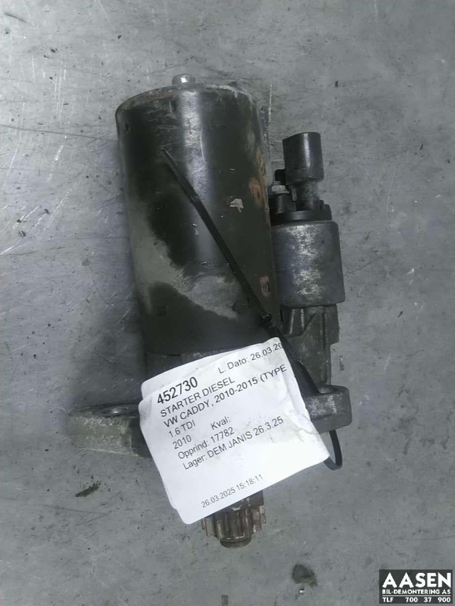 Starter diesel til VW Caddy 2010-2015 (Type III, Fase 2) (02Z 911 024 H|02Z 911 024 HX|)