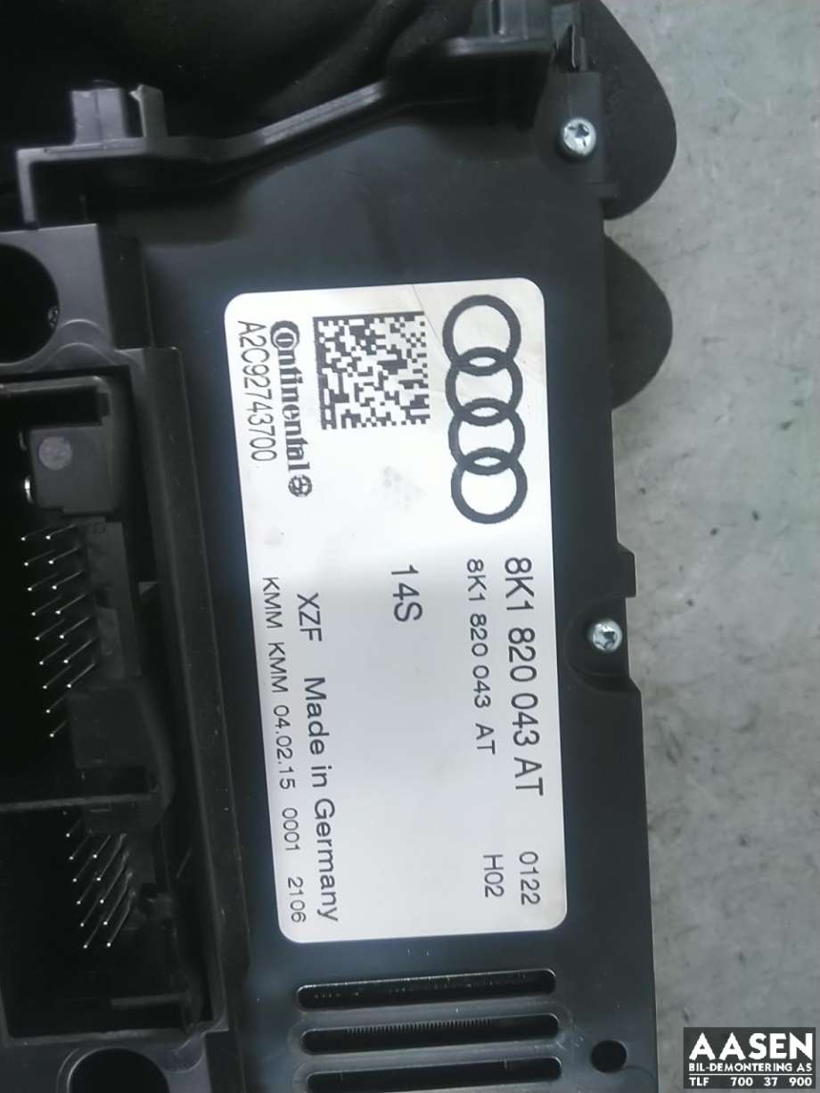 Varmeapparat betjening til Audi A4, Allroad 2009-2016 (Type I) (B8) (B8) (8K1 820 043 AT|)
