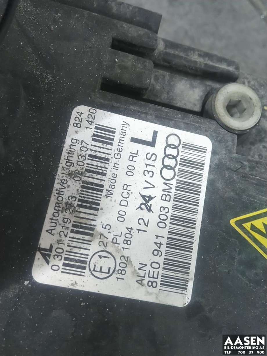 Frontlykt venstre xenon til Audi A4 2004-2008 (Type III) (B7) (B7) (8E0 941 029 BM|)