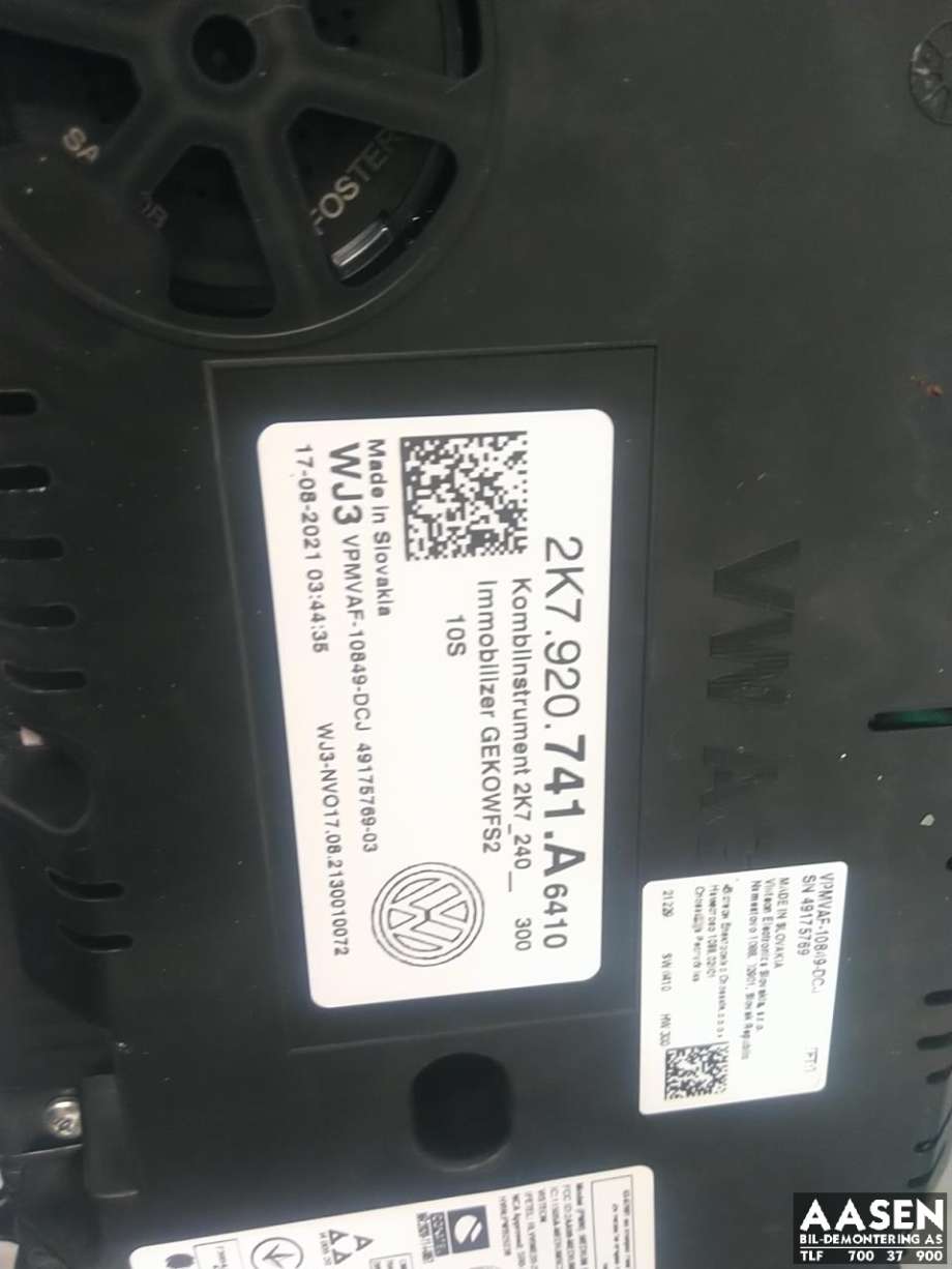 Instrumentpanel til VW Caddy 2020-->> (Type IV) (2K7 920 741 A|)