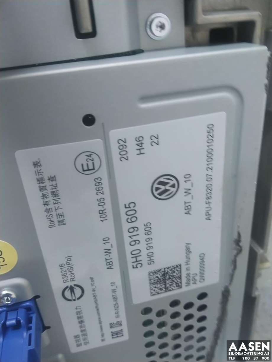Multimedia display (MCU - Media Controller Unit) til VW Caddy 2020-->> (Type IV)  (5H0 919 605|)