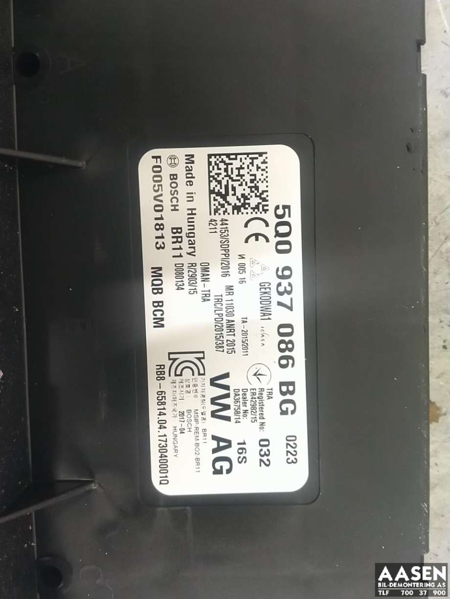 Styreenhet comfort (BCM) til VW Golf Sportsvan 2014-2018  (5Q0 937 086 BG|)