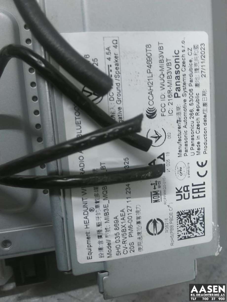 Multimedia display (MCU - Media Controller Unit) til VW Caddy 2020-->> (Type IV)  (5H0 035 869 A|)