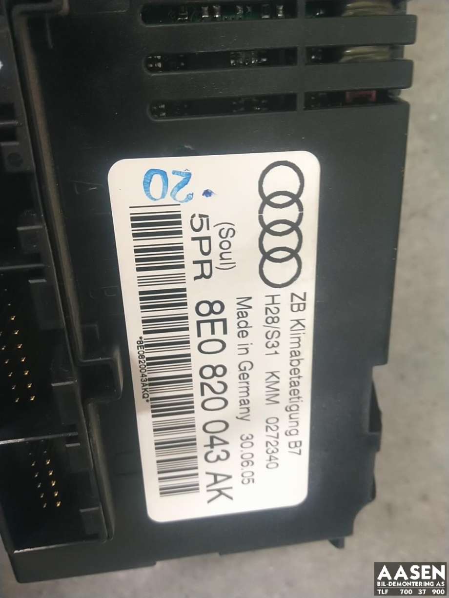 Varmeapparat betjening til Audi A4 2004-2008 (Type III) (B7) (B7) (8E0 820 043 BK|)