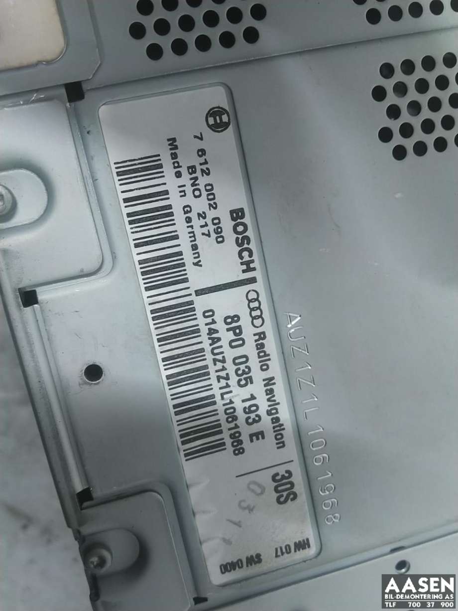 Bilstereo til Audi A3 2009-2012 (Type II, Fase 2)  (8P0 035 193 E|)
