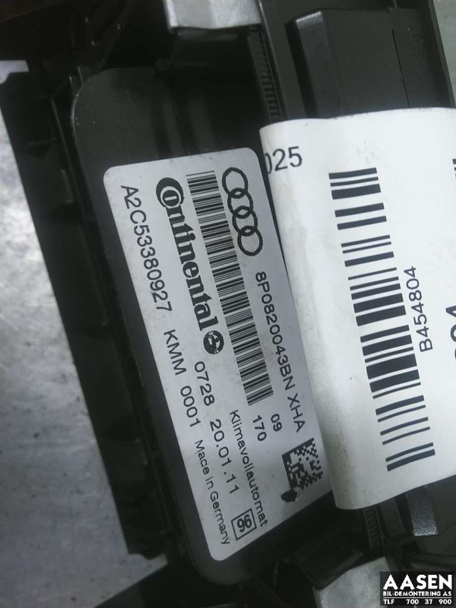 Varmeapparat betjening til Audi A3 2009-2012 (Type II, Fase 2) (8P0 820 043 BN|)