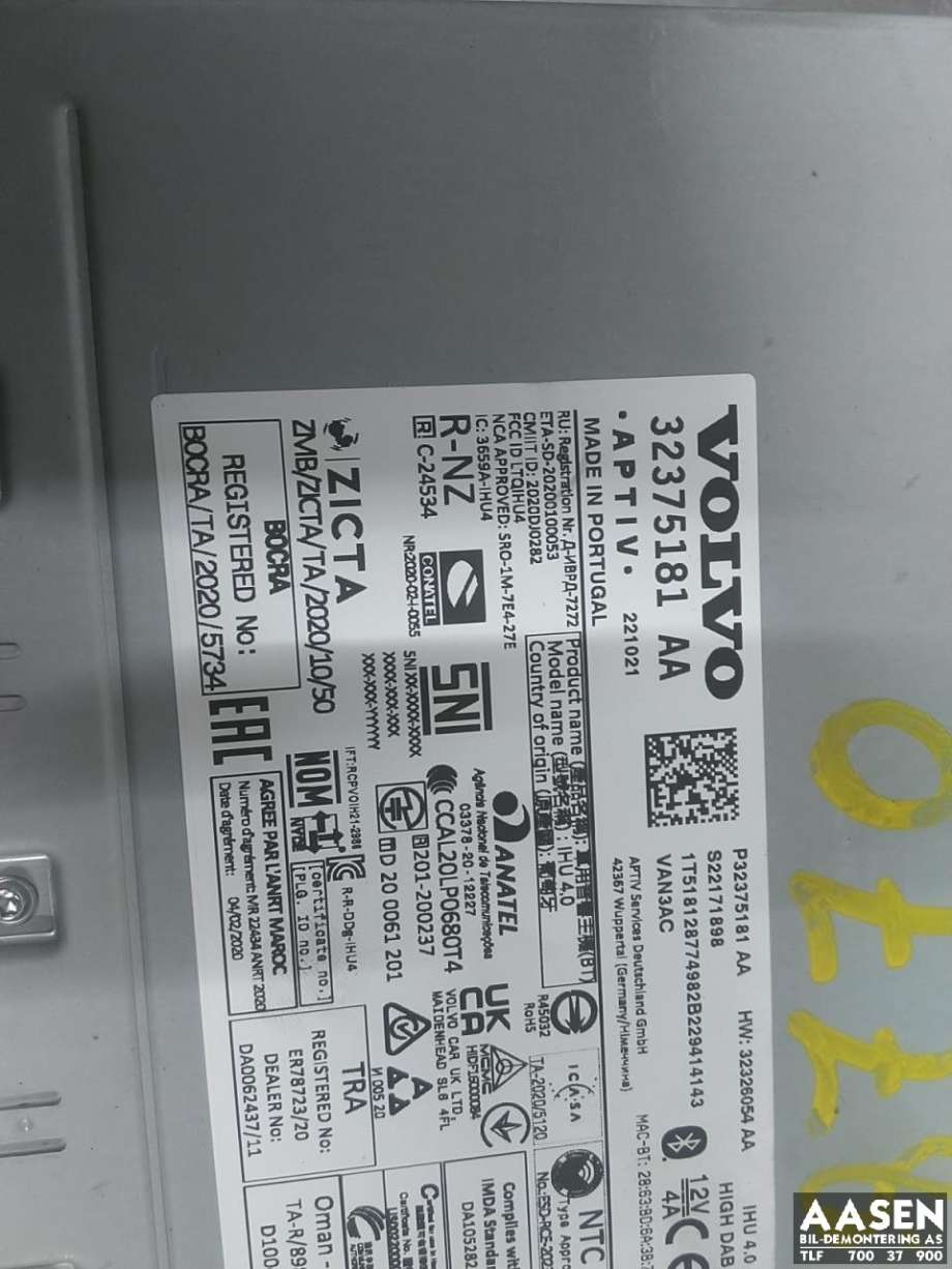 Bilstereo navigasjon til Volvo XC40 2018-2024  (32375181|32375181 AA|36010929)