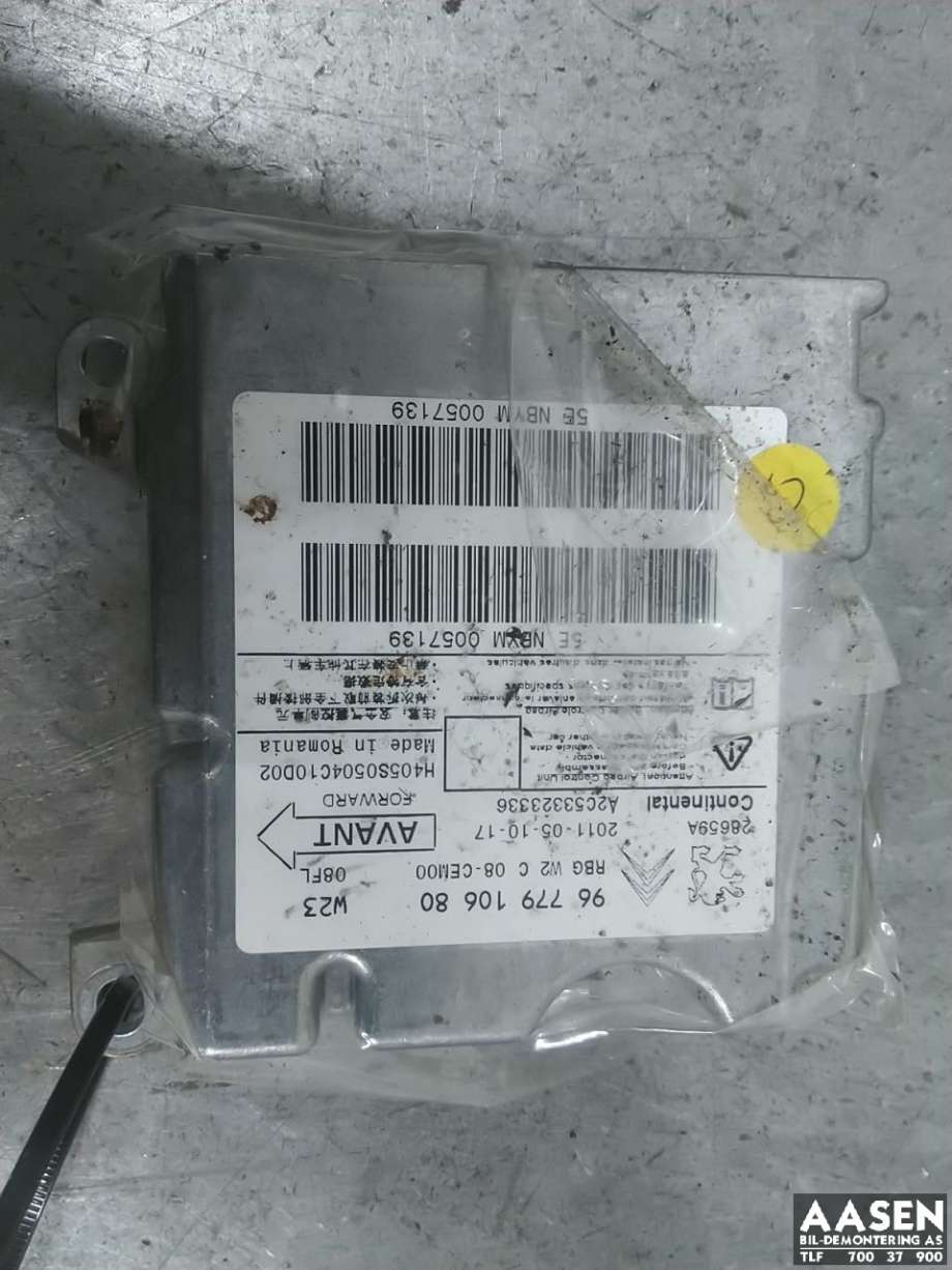 Airbag elektronikk til Peugeot 508 2011-2014 (Type I, Fase 1) (6546 CN|96 786 563 80|6546 CP)