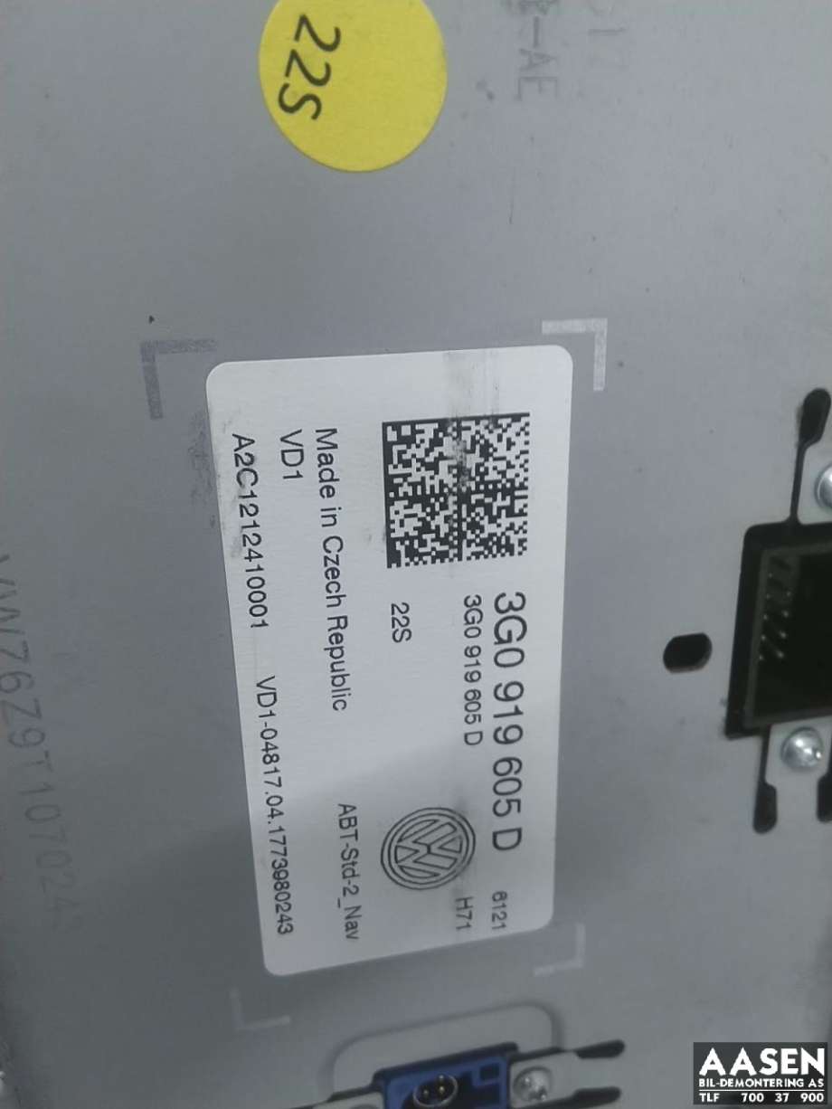 Bilstereo navigasjon skjerm til VW Golf Sportsvan 2014-2018  (3G0 919 605 D|)