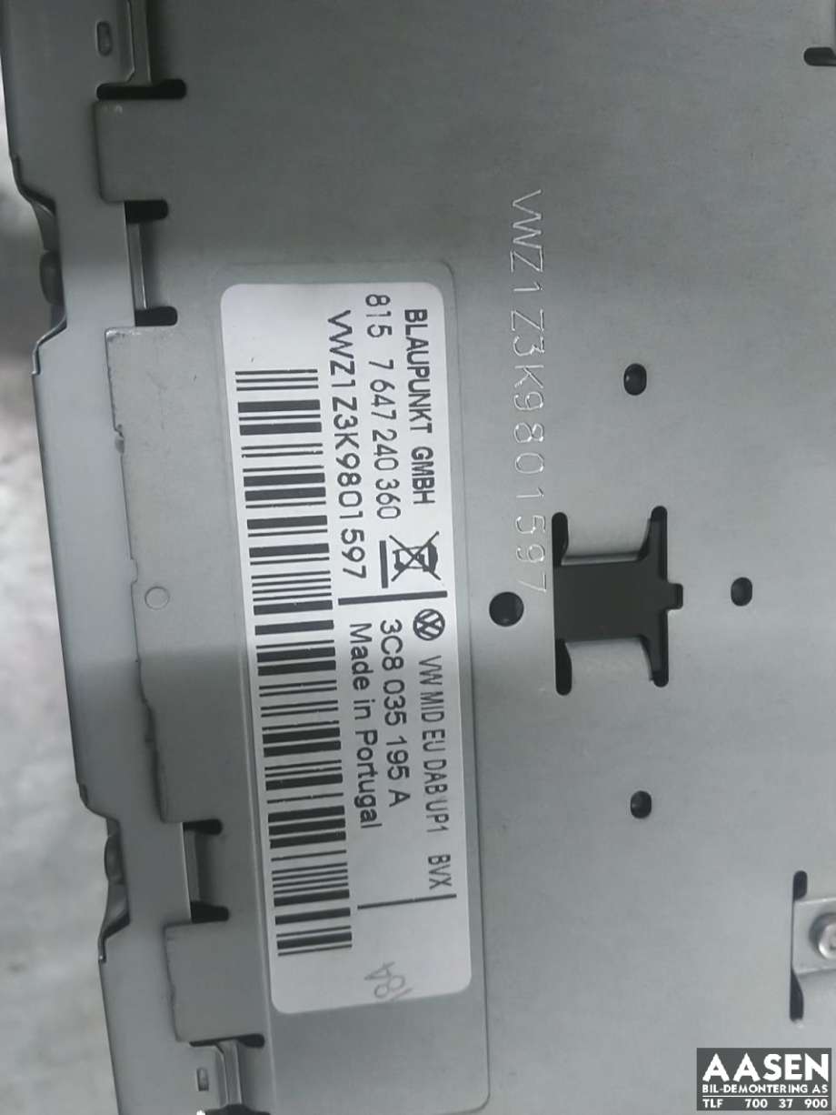 Bilstereo til VW Tiguan 2007-2011 (Type I, Fase 1)  (3C8 057 195 AX|)
