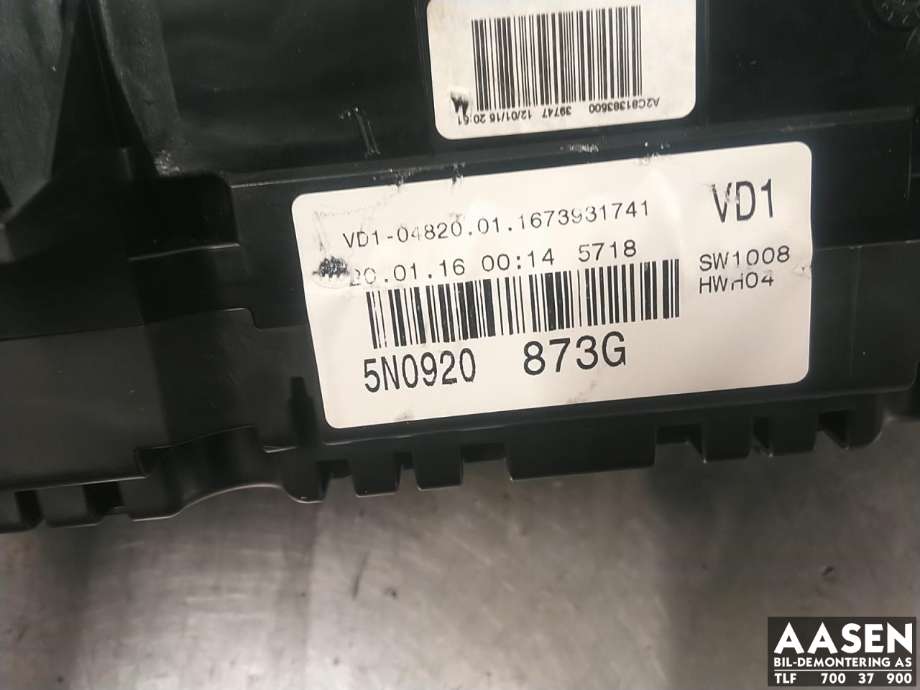 Instrumentpanel til VW Tiguan 2011-2016 (Type I, Fase 2) (5N0 920 873 G|5N0 920 873 GX|)