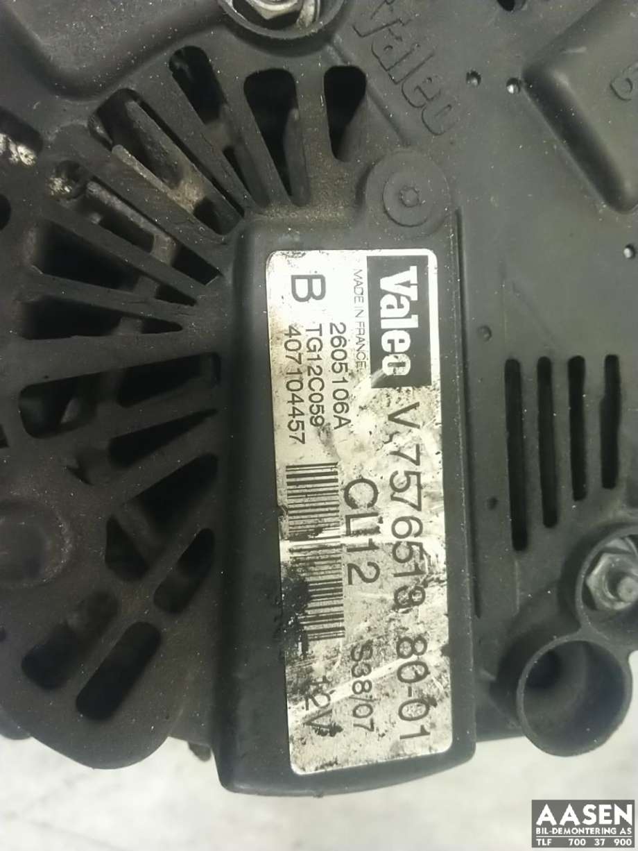 Dynamo til Peugeot 308 2007-2011 (Type I, Fase 1) (5705 KG|5702 J0|98 191 876 80)