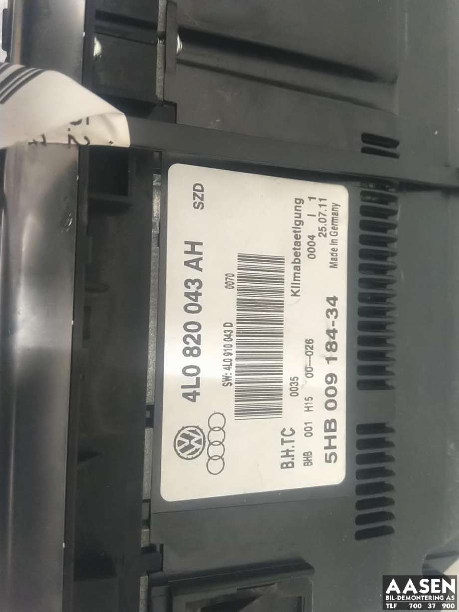Varmeapparat betjening til Audi Q7 2010-2015 (Type I, Fase 2)  (4L0 820 043 AH|)