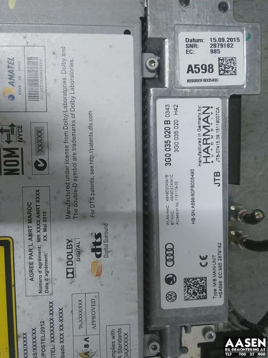 Bilstereo navigasjon spiller til VW e-Golf 2014-2017 (Fase 1)  