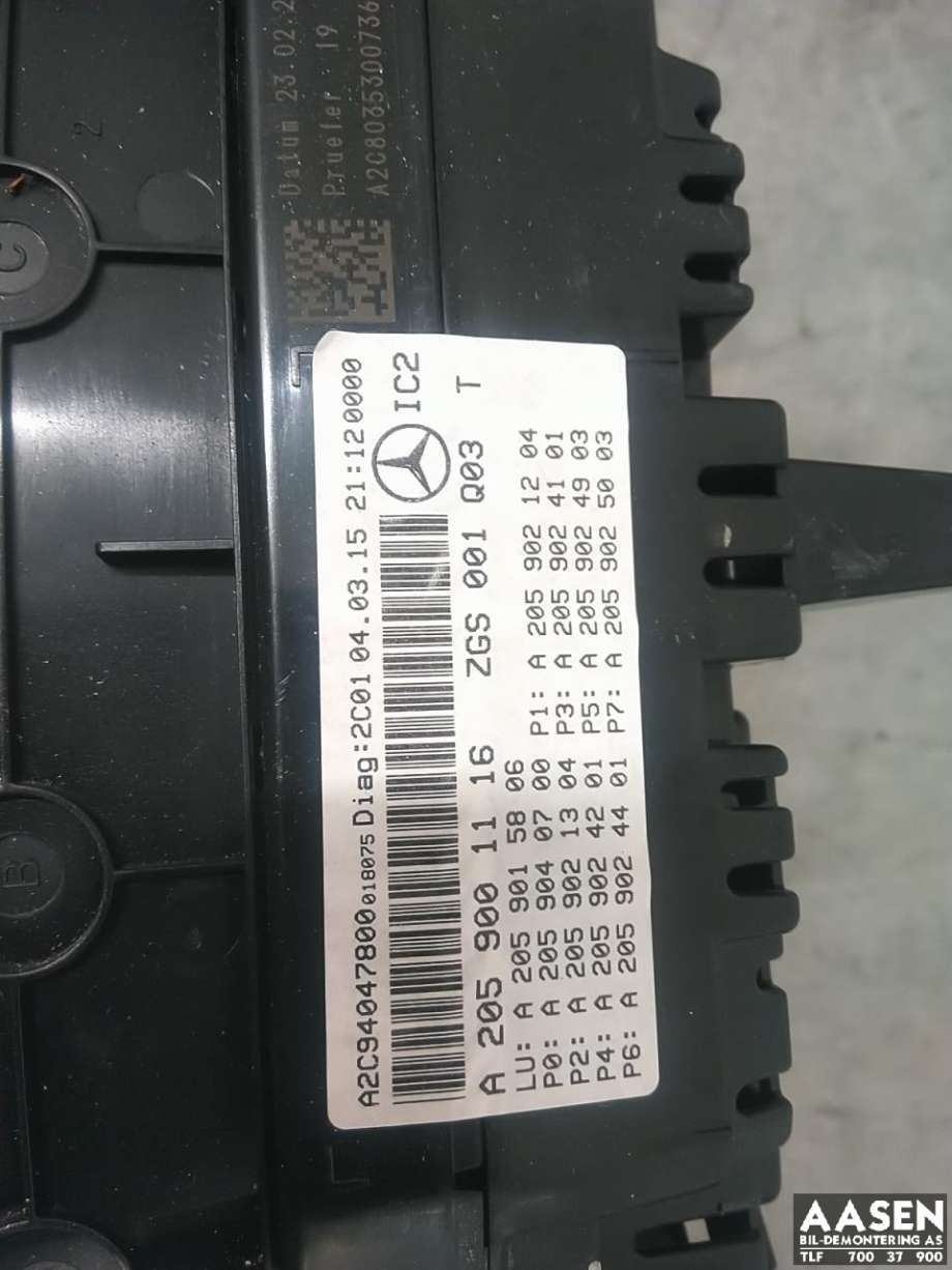 Instrumentpanel til Mercedes C-Klasse 2014-2018 (Fase 1) (W205) (W205) 