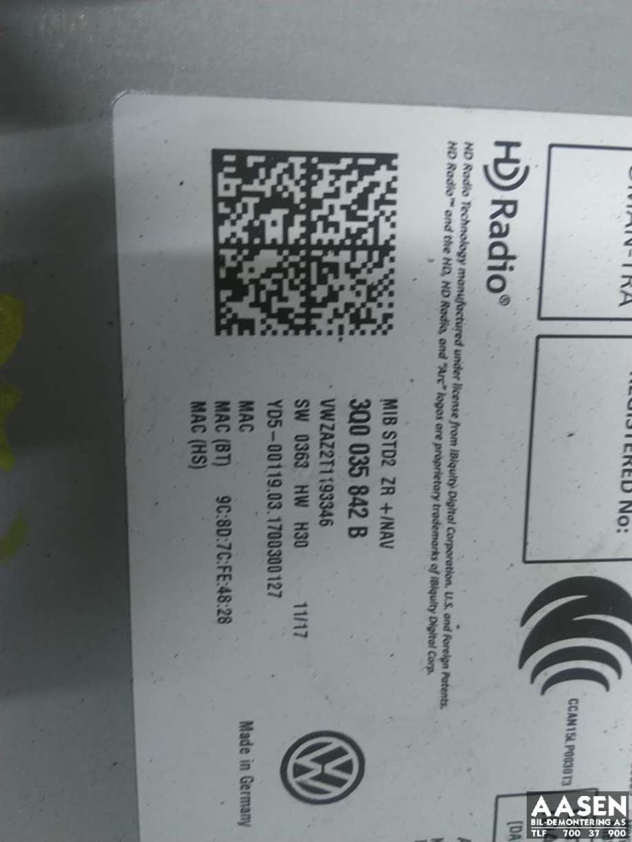 Bilstereo navigasjon spiller til VW Golf VII 2012-2017 (Fase 1)