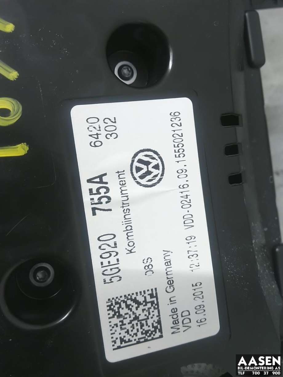 Instrumentpanel til VW e-Golf 2014-2017 (Fase 1)  