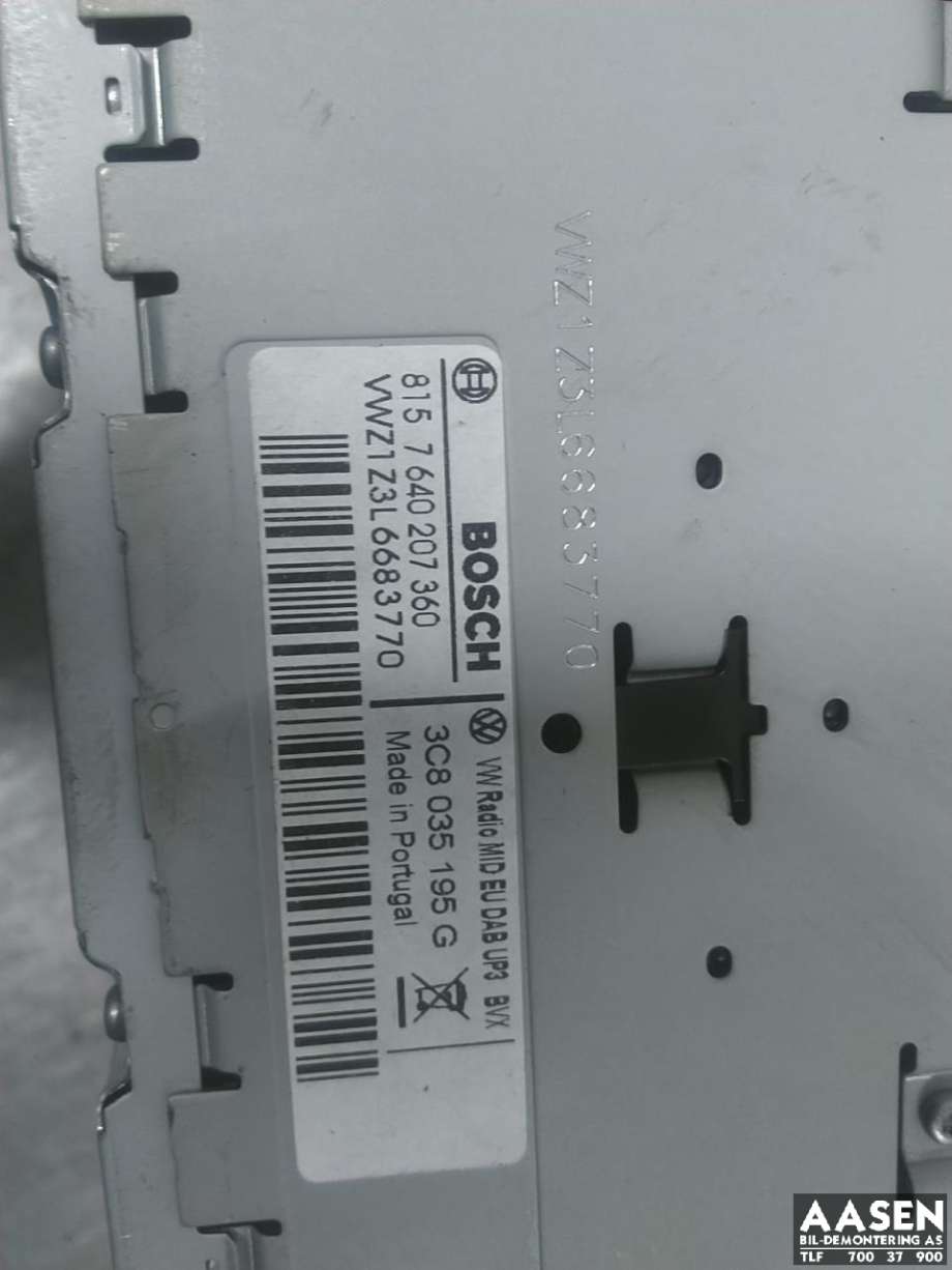Bilstereo til VW Golf VI 2008-2012  (3C8 035 195 G|)