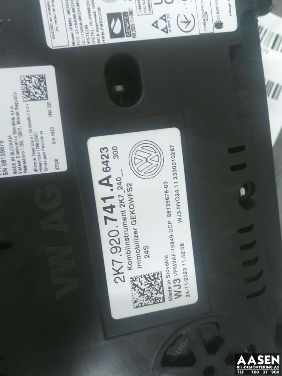 Instrumentpanel til VW Caddy 2020-->> (Type IV)  (2K7 920 741 A|)