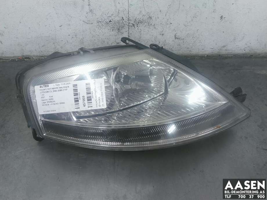 Frontlykt høyre halogen til Citroën C3, 2002-2009 (Type I)  (6206 85)