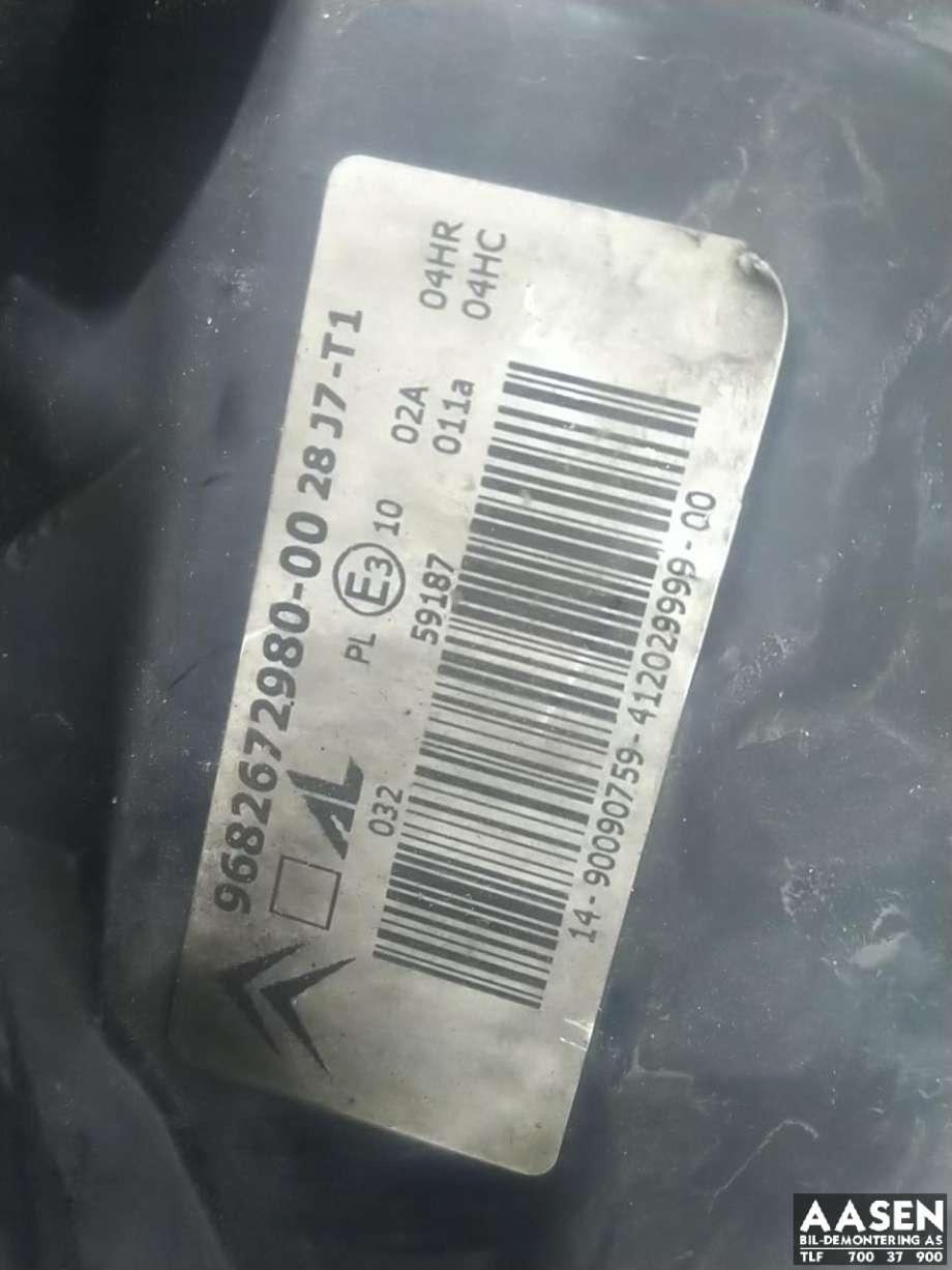 Frontlykt høyre halogen til Citroën C3 2002-2009 (Type I)  (6206 85|)