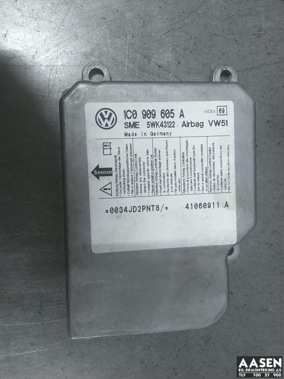 Airbag elektronikk til VW Transporter / Caravelle, 2003-2009 (Fase 1) (T5) (T5) (1C0 909 605 A)