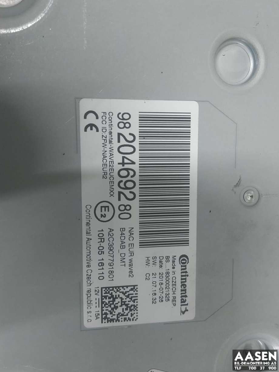 Bilstereo navigasjon til Peugeot 5008 2017-->> (Type II)  (98 204 692 80|16 355 200 80|16 847 148 80)