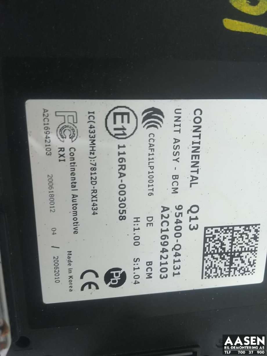 Styreenhet comfort (BCM) til Kia Niro 2016-2021 (95400Q4131|)